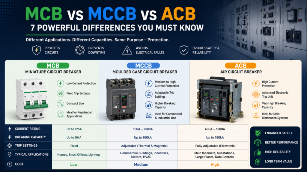 MCB vs MCCB vs ACB