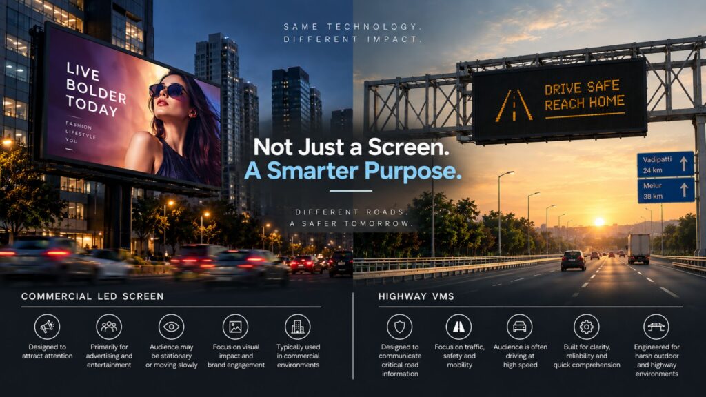 Highway VMS vs commercial LED screen comparison